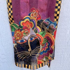 Laurel Burch Vibrant Silk Cat Print Scarf